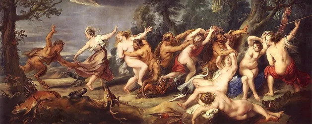 Diana en haar nimfen verrast door de faunen